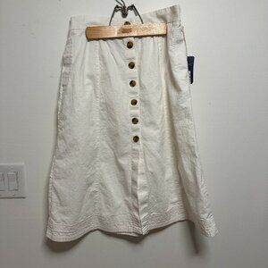Universal Thread Women's Midi A-Line Button Front Linen Skirt